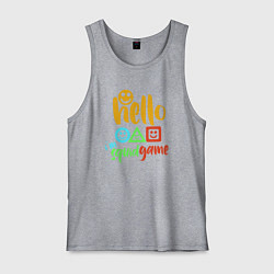 Майка мужская хлопок Hello squid game, цвет: меланж