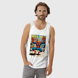 Майка мужская хлопок Spider-Trump in New York, цвет: белый — фото 2