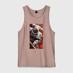 Майка мужская хлопок Космодесантник в белом костюме, цвет: пыльно-розовый