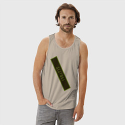 Майка мужская хлопок Дедушка - шеврон, цвет: миндальный — фото 2