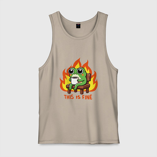 Мужская майка Frog - this is fine / Миндальный – фото 1