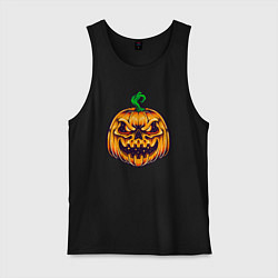 Майка мужская хлопок Halloween pumpkin, цвет: черный