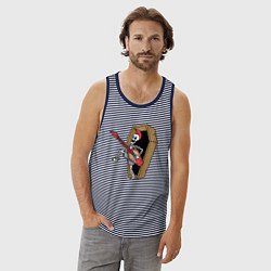 Майка мужская хлопок Punk skeletor, цвет: синяя тельняшка — фото 2