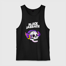 Майка мужская хлопок Black Sabbath - неоновый череп, цвет: черный
