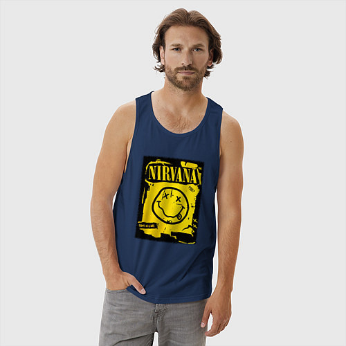 Мужская майка Нирвана логотип смайл / Тёмно-синий – фото 3