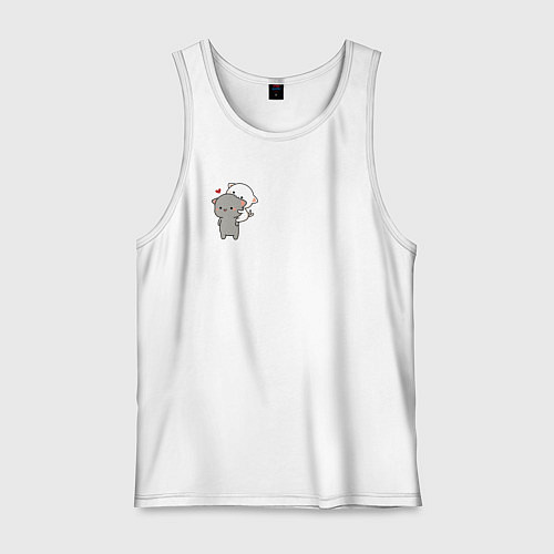 Мужская майка Белый котик на спине у серого для пары / Белый – фото 1