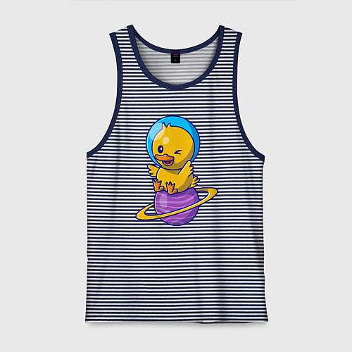 Мужская майка Утёнок на сатурне / Синяя тельняшка – фото 1