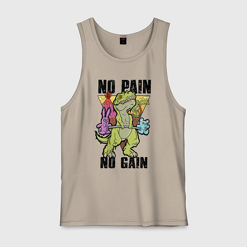 Мужская майка T Rex GYM - no pain no gain / Миндальный – фото 1