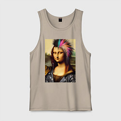 Майка мужская хлопок Mona Lisa - punks not dead, цвет: миндальный