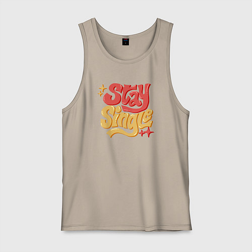 Мужская майка Stay single / Миндальный – фото 1