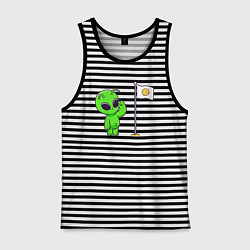 Майка мужская хлопок Пришелец на луне, цвет: черная тельняшка