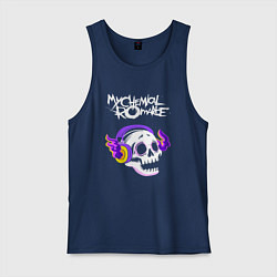 Майка мужская хлопок My Chemical Romance - неоновый череп, цвет: тёмно-синий