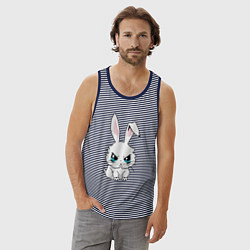 Майка мужская хлопок Кролик злится, цвет: синяя тельняшка — фото 2