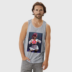 Майка мужская хлопок Дандадан: Момо фаербол, цвет: меланж — фото 2