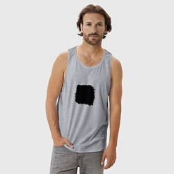 Майка мужская хлопок Минималист мужчина - черный квадрат для пары, цвет: меланж — фото 2