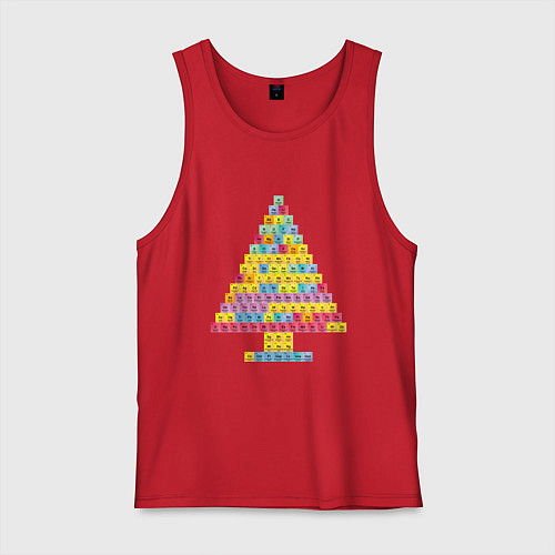 Мужская майка Таблица Менделеева ёлка / Красный – фото 1