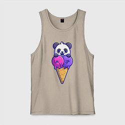 Майка мужская хлопок Panda ice cream, цвет: миндальный