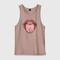 Майка мужская хлопок Lips pill, цвет: пыльно-розовый