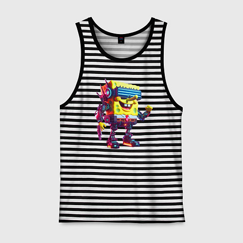 Мужская майка Sponge Bob - cyberpunk fantasy / Черная тельняшка – фото 1