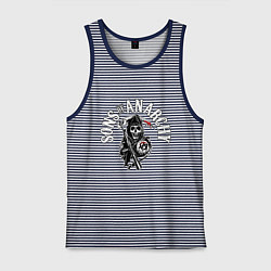 Майка мужская хлопок Сыны анархии - логотип, цвет: синяя тельняшка