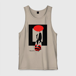 Майка мужская хлопок Девушка в красной шляпе, цвет: миндальный