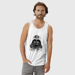 Майка мужская хлопок Дарт вейдер акварель, цвет: белый — фото 2