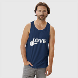 Майка мужская хлопок Love - fuck, цвет: тёмно-синий — фото 2