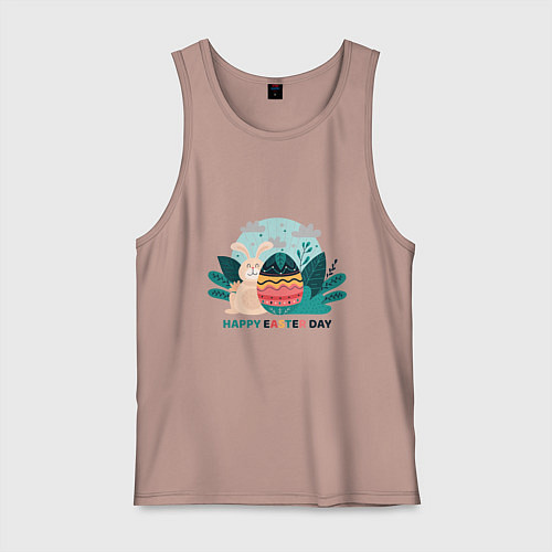 Мужская майка Пасхальный кролик с надписью / Пыльно-розовый – фото 1