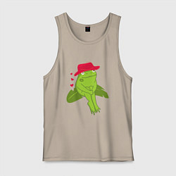 Майка мужская хлопок Лягушонок в шляпе, цвет: миндальный