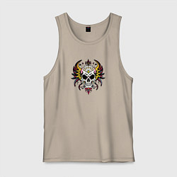 Майка мужская хлопок Decorative skull, цвет: миндальный