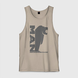 Майка мужская хлопок MAN дальнобойщик серый логотип, цвет: миндальный