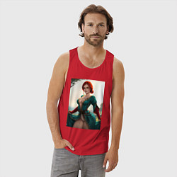 Майка мужская хлопок Трисс Меригольд Ведьмак 3, цвет: красный — фото 2