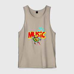 Майка мужская хлопок Музыкальный авокадо, цвет: миндальный