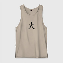 Майка мужская хлопок Вторник японским иероглифом, цвет: миндальный