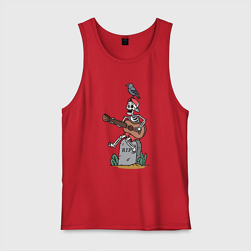 Мужская майка Скелет с гитаркой / Красный – фото 1