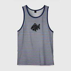 Майка мужская хлопок Декоративная татуировка рыбы, цвет: синяя тельняшка