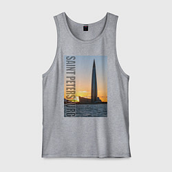 Майка мужская хлопок Небоскреб Лахта центра в Санкт-Петербурге, цвет: меланж