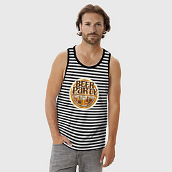 Майка мужская хлопок Пивная вечеринка, цвет: черная тельняшка — фото 2
