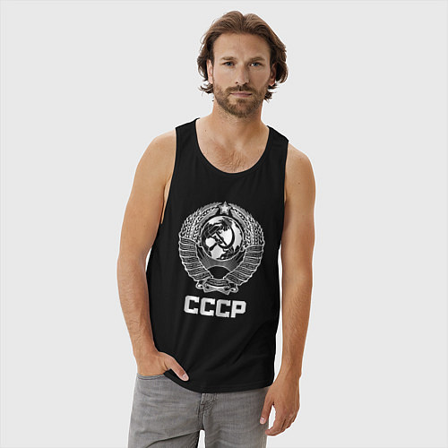 Мужская майка Герб СССР - Союз Советских Социалистических Респуб / Черный – фото 3