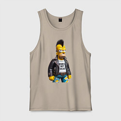Майка мужская хлопок The harsh Homer Simpson - punks not dead, цвет: миндальный