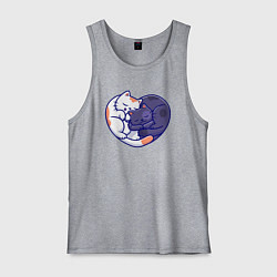 Майка мужская хлопок Сердечные котики, цвет: меланж