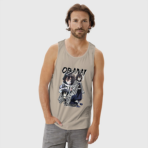 Мужская майка Клинок рассекающий демонов Obanai Iguro / Миндальный – фото 3