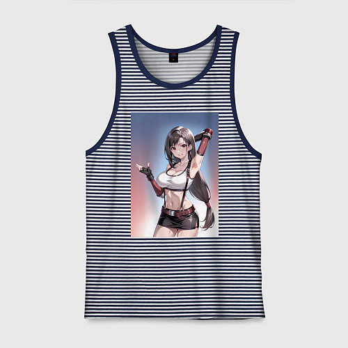 Мужская майка Тифа Локхарт из Final Fantasy VII / Синяя тельняшка – фото 1