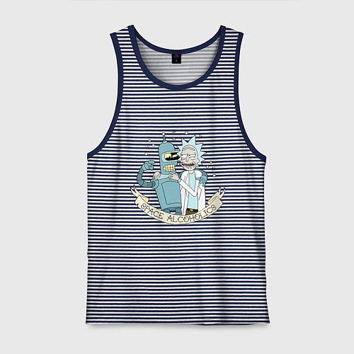 Мужская майка Bander and Rick - space alcoholics / Синяя тельняшка – фото 1