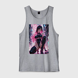 Майка мужская хлопок Тифа Локхарт из Final Fantasy VII в стиле киберпан, цвет: меланж