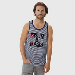 Майка мужская хлопок Drum and bass color, цвет: синяя тельняшка — фото 2