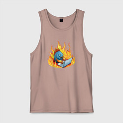 Майка мужская хлопок Рыба в огне, цвет: пыльно-розовый