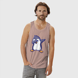 Майка мужская хлопок Dab penguin, цвет: пыльно-розовый — фото 2