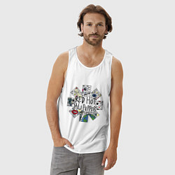 Майка мужская хлопок RHCP - logo with songs, цвет: белый — фото 2