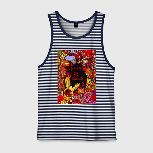 Мужская майка Счастливые лесные друзья - мясо / Синяя тельняшка – фото 1